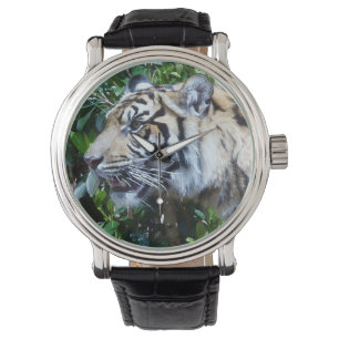 Herrenleder Tiger-Uhr Armbanduhr