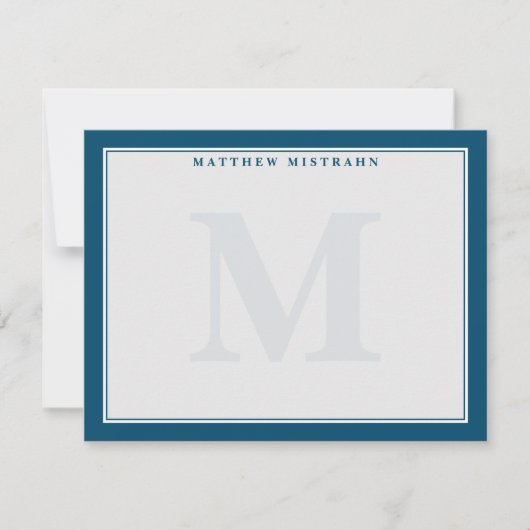 Herrenmonogramm Navy Blue Traditional Stationery Mitteilungskarte (Vorderseite)