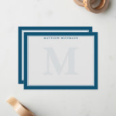 Herrenmonogramm Navy Blue Traditional Stationery Mitteilungskarte (Vorderseite/Rückseite Beispiel)