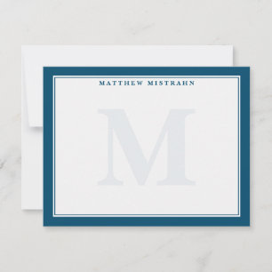 Herrenmonogramm Navy Blue Traditional Stationery Mitteilungskarte