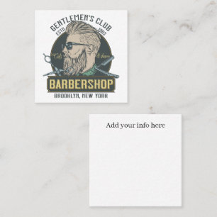 Herrenpflege im Stil eines alten Friseursalons Quadratische Visitenkarte