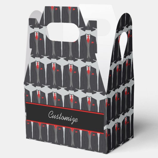 Herrenschwarzer Anzug und Rote Krawatte Gable Gvor Geschenkschachtel (Geöffnet)