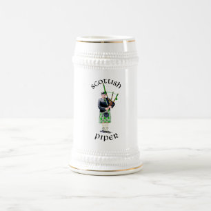 Herrentaschenpfeifer in grüner Kilt Bierglas
