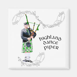 Herrentaschenpfeifer in grüner Kilt Magnet