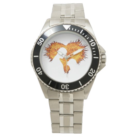 Herrenuhr mit Herzflamme  Armbanduhr (Vorderseite)