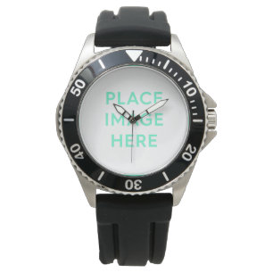 Herrenuhr mit Schutz, Einstellrädchen und schwarze Armbanduhr