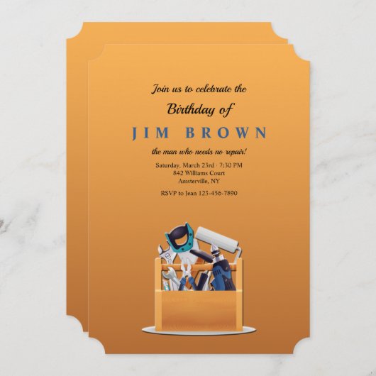 Herrenwerkzeug zum Geburtstag Einladung (Vorne/Hinten)