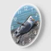 Herring Gull on Rock Jetty Große Wanduhr (Winkel)