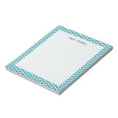 Herringbone Aquamarin Blue Personalisiert Note Pod Notizblock (Rotiert)
