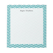 Herringbone Aquamarin Blue Personalisiert Note Pod Notizblock (Vorderseite)