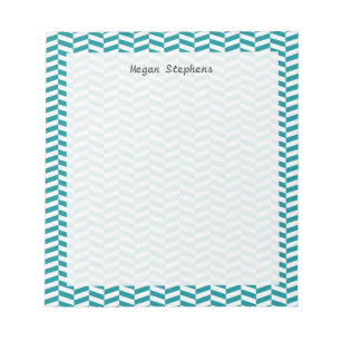 Herringbone Aquamarin Blue Personalisiert Note Pod Notizblock