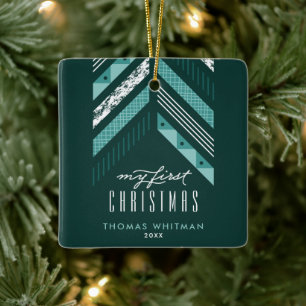 Herringbone Band 1. Weihnachtsdekoration - Aquamar Keramikornament