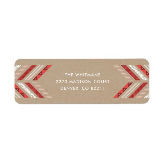Herringbone Band Address Label - Crimson (Vorne)