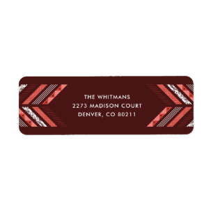 Herringbone Band Address Label - Maraschino