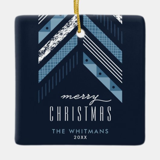Herringbone Band Christmas Ornament - Blue (Vorderseite)
