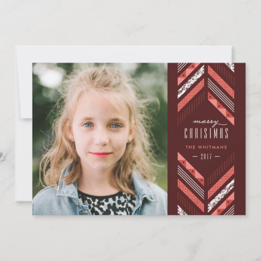 Herringbone Band Holiday Card - Maraschino Feiertagskarte (Vorderseite)