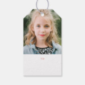 Herringbone Band Holiday Foto Gift Tag - Rot Geschenkanhänger (Rückseite)