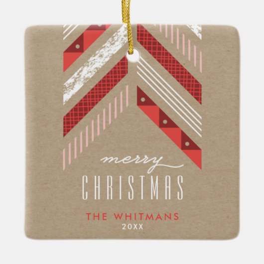 Herringbone Band Weihnachtsschmuck - Crimson (Vorderseite)