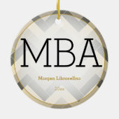 Herringbone Black Tan MBA Abschluss Name Year Keramik Ornament (Hinten)