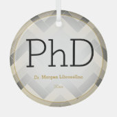 Herringbone Black Tan PhD Abschluss Name Ornament Aus Glas (Vorderseite)