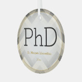 Herringbone Black Tan PhD Abschluss Name Ornament Aus Glas (Vorderseite links)