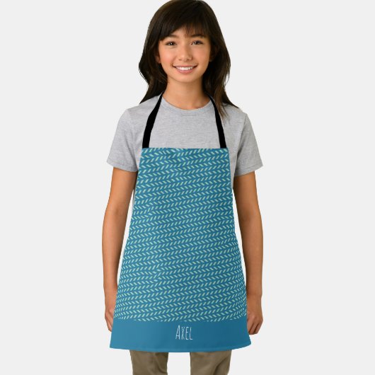 Herringbone blaues weißes Minimalmuster Schürze (Insitu)