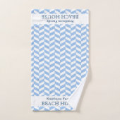 Herringbone Blue White Beach House | Individuelle  Badhandtuch Set (Handtuch)