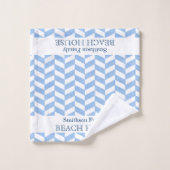 Herringbone Blue White Beach House | Individuelle  Badhandtuch Set (Waschlappen)