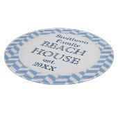 Herringbone Blue White Beach House Schneidebrett (Ecke)