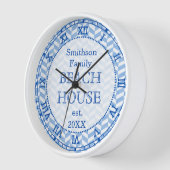 Herringbone Blue White Beach House Wanduhr (Winkel)