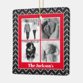 Herringbone Foto Collage Moderne Weihnachtszeit-Ke Keramikornament (Links)
