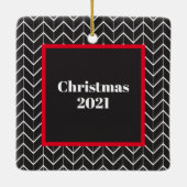Herringbone Foto Collage Moderne Weihnachtszeit-Ke Keramikornament (Rückseite)
