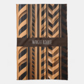 Herringbone geflochten braunes, modernes Muster Geschirrtuch (Vertikal)