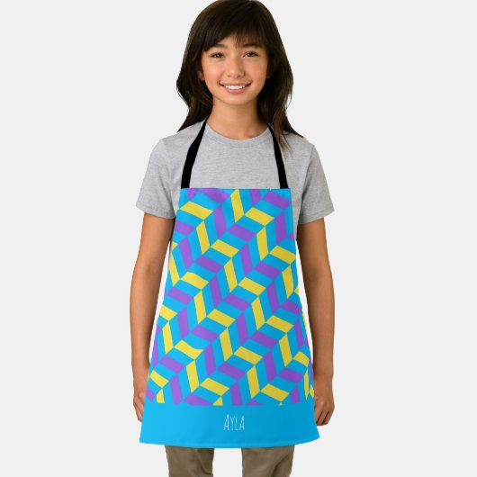 Herringbone Gelbe Violette Minimales Muster Schürze (Insitu)