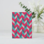 Herringbone Geometric Stripes Red Blue Gray Postkarte (Stehend Vorderseite)