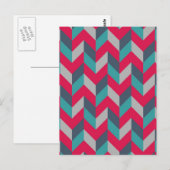 Herringbone Geometric Stripes Red Blue Gray Postkarte (Vorne/Hinten)