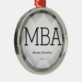 Herringbone Gray Black MBA Abschluss Name Year Ornament Aus Metall (Rechts)
