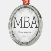 Herringbone Gray Black MBA Abschluss Name Year Ornament Aus Metall (Links)
