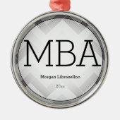 Herringbone Gray Black MBA Abschluss Name Year Ornament Aus Metall (Vorne)