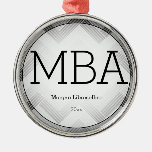 Herringbone Gray Black MBA Abschluss Name Year Ornament Aus Metall (Vorne)