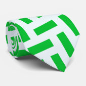 Herringbone Green White Minimal Muster Krawatte (Gerollt)
