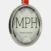 Herringbone Green White Name MPH Abschluss Ornament Aus Metall (Rechts)