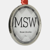 Herringbone Grey Black MSW Abschluss Name Year Ornament Aus Metall (Rechts)