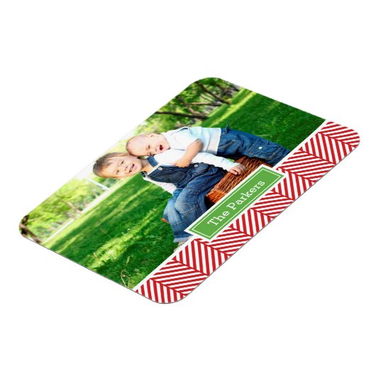 Herringbone Holiday Monogram Foto Magnet (Linke Seite)