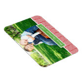Herringbone Holiday Monogram Foto Magnet (Rechte Seite)