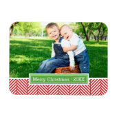 Herringbone Holiday Monogram Foto Magnet (Horizontal)