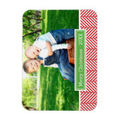 Herringbone Holiday Monogram Foto Magnet (Vertikal)