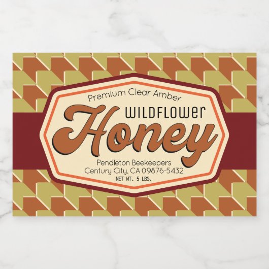 Herringbone Honey Jar und Mead Wine Bottle Labels Lebensmitteletikett (Einzelnes Label)