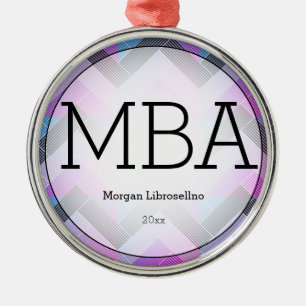 Herringbone Lila Black MBA Abschluss Name Year Ornament Aus Metall