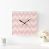 Herringbone-Muster Blush Pink Uhr (Zuhause)